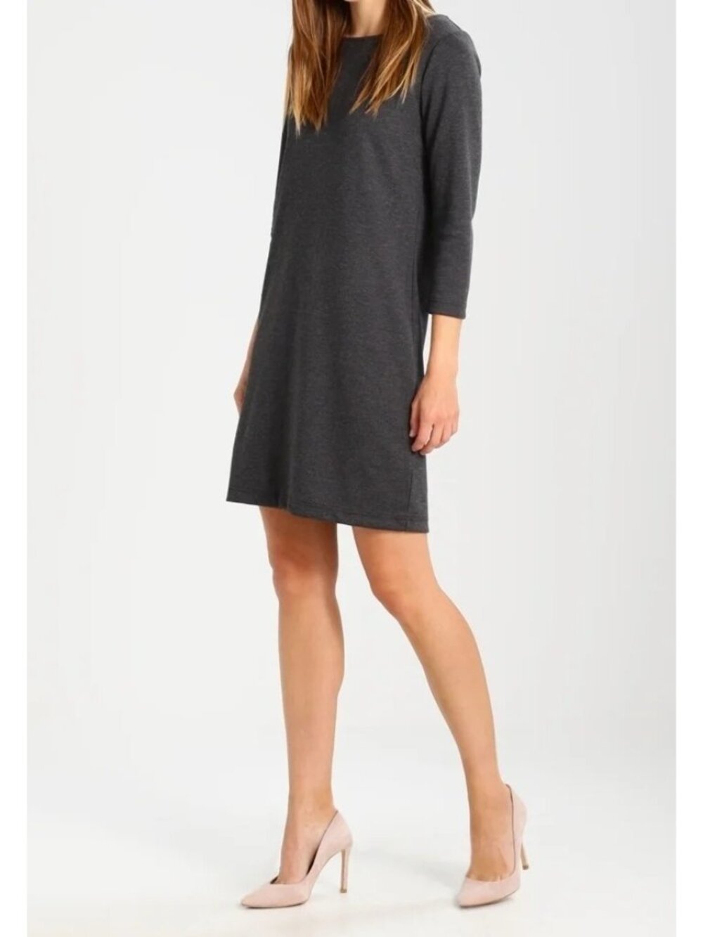 Gap Shift Dress Size Small 3/4 Sleeve Boat Neck Heather Gray